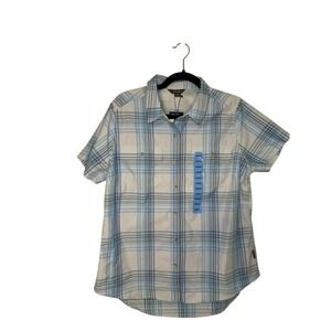 Eddie Bauer Short Sleeve Adventure Shirt Womens Large Plaid Moisture Wicking NWT